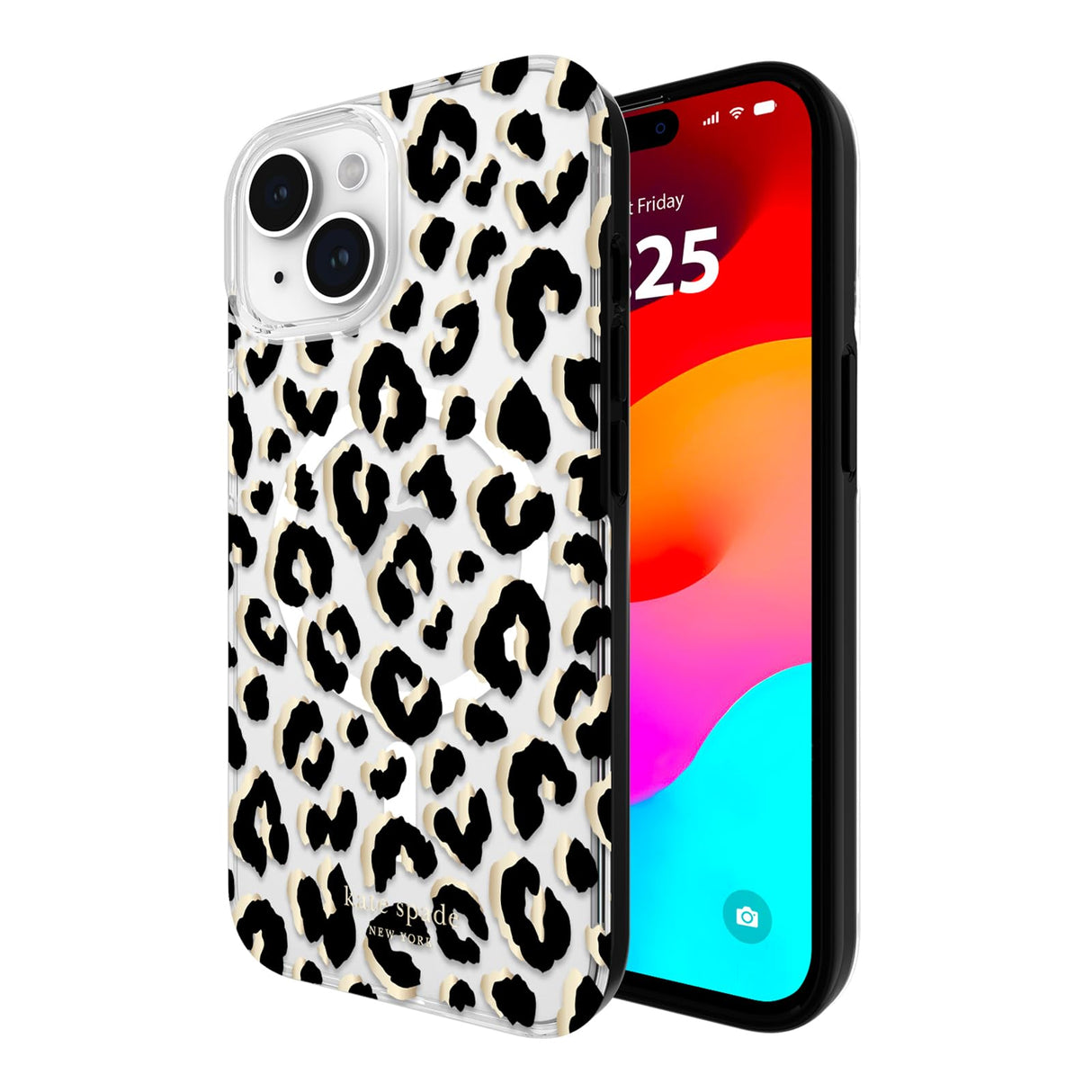 Kate Spade New York iPhone 15 Case / iPhone 14 Case / iPhone 13 Case, Compatible with MagSafe - City Leopard Black