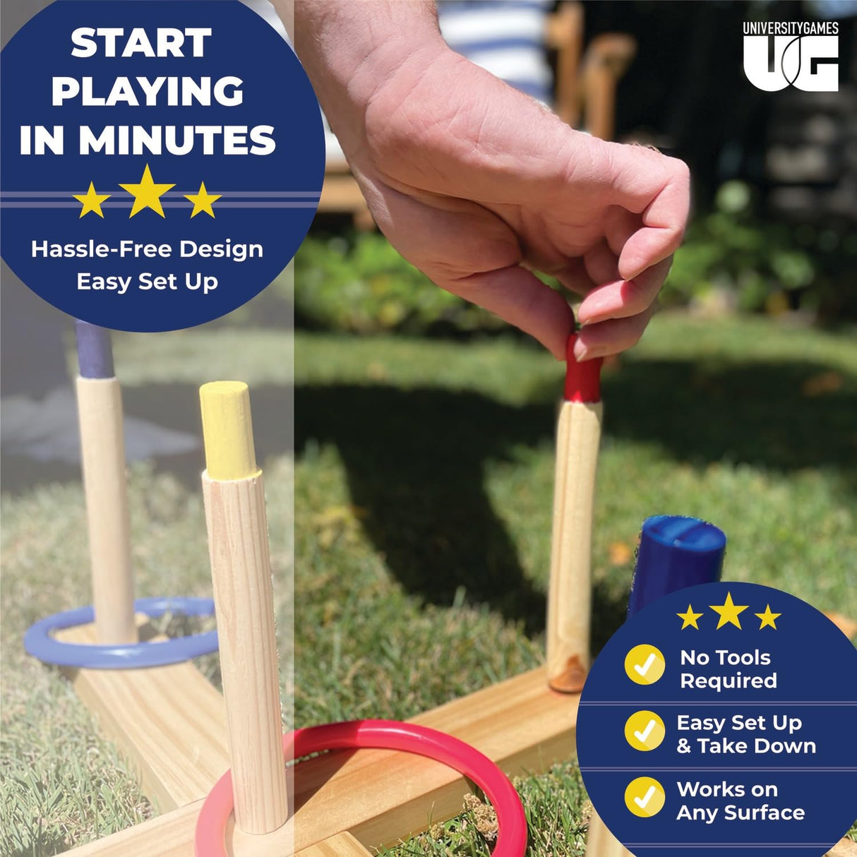 University Games Front Porch Classics | Ring Toss, The Classic Outdoor Lawn Party Game, for 2 Players Ages 8 and Up