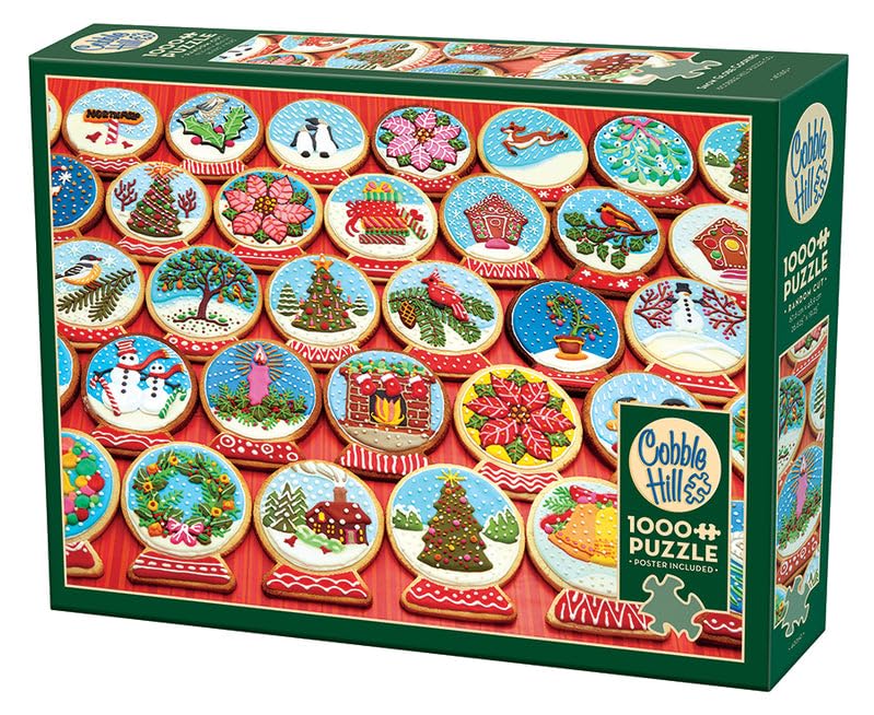 Cobble Hill 1000 Piece Puzzle - Snow Globe Cookies - Sample Poster Included