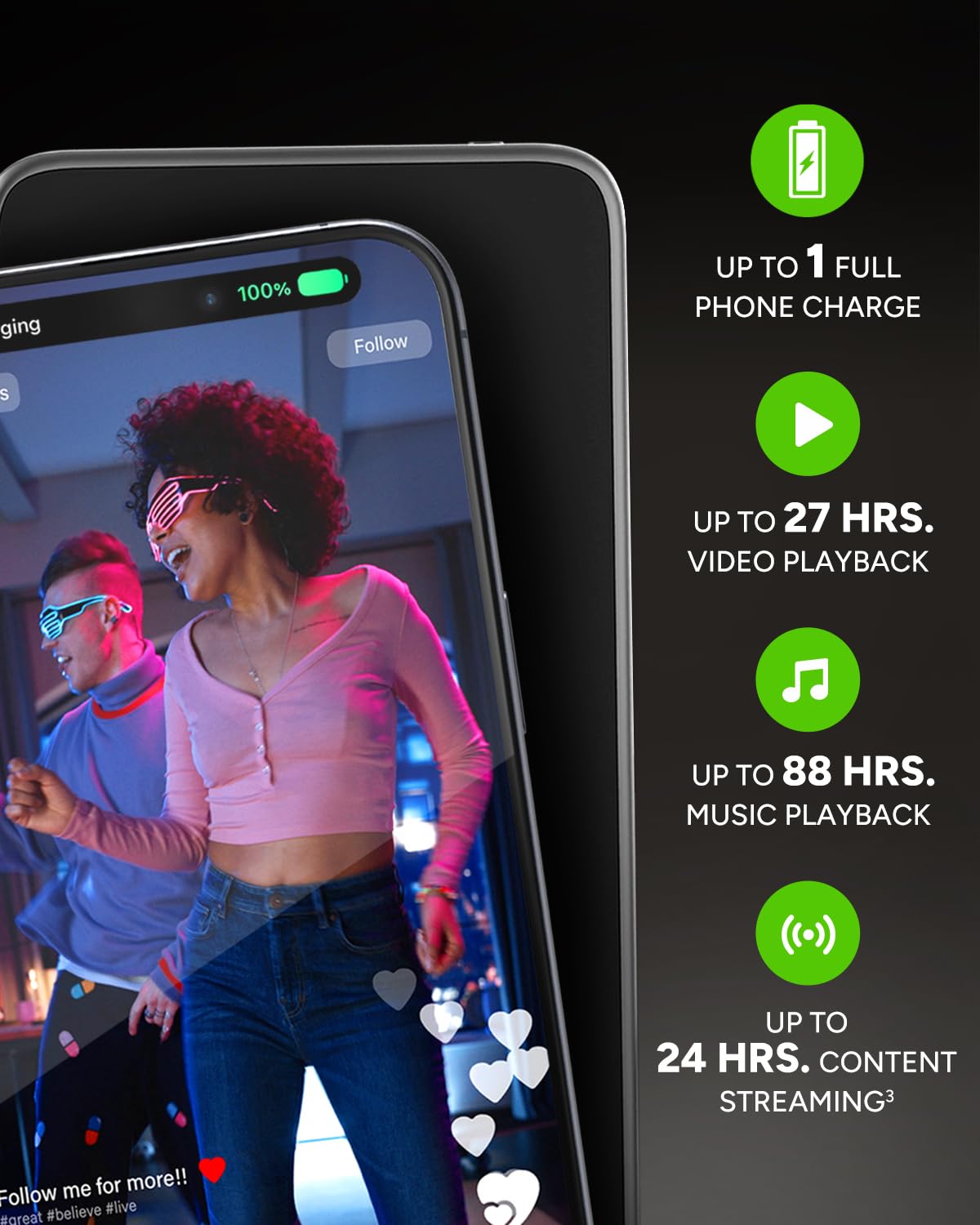 mophie Powerstation Plus Mini 5,000mAh Power Bank - Has Integrated USB-C Cable, Fast Charging for Smartphones, Tablets, and iPhones