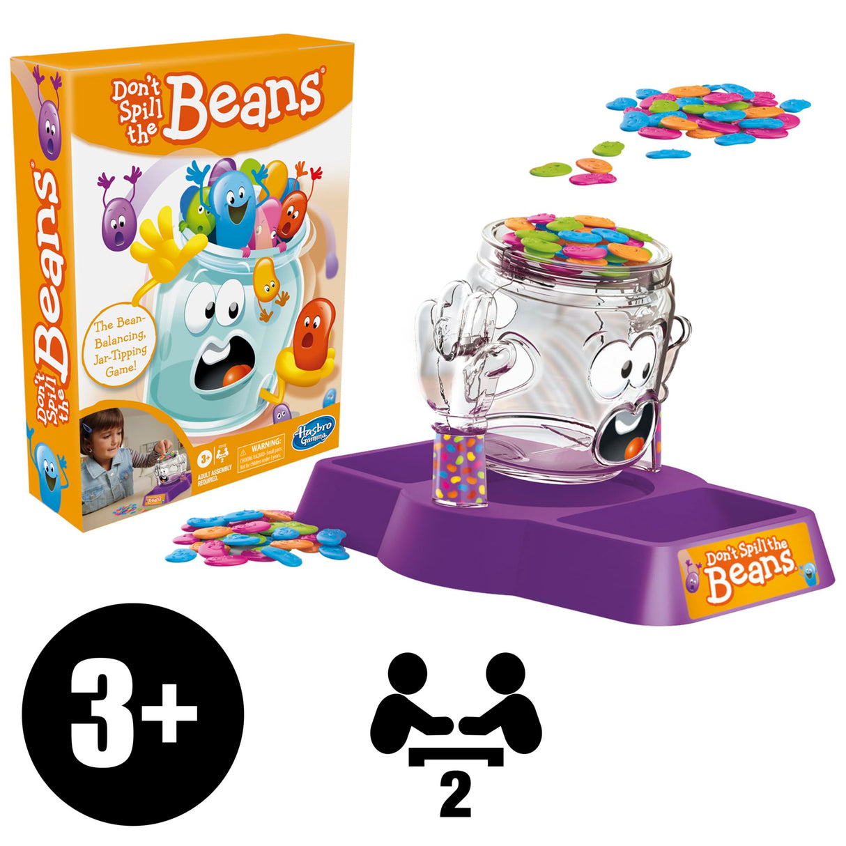 Hasbro Gaming Don't Spill The Beans Game | Balancing Board Game for Boys & Girls | Kids Preschool Games for Girls & Boys | 2 Players | Ages 3+