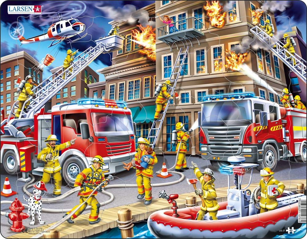 Larsen Puzzles Firefighters 45 Piece Children'S Jigsaw Puzzle