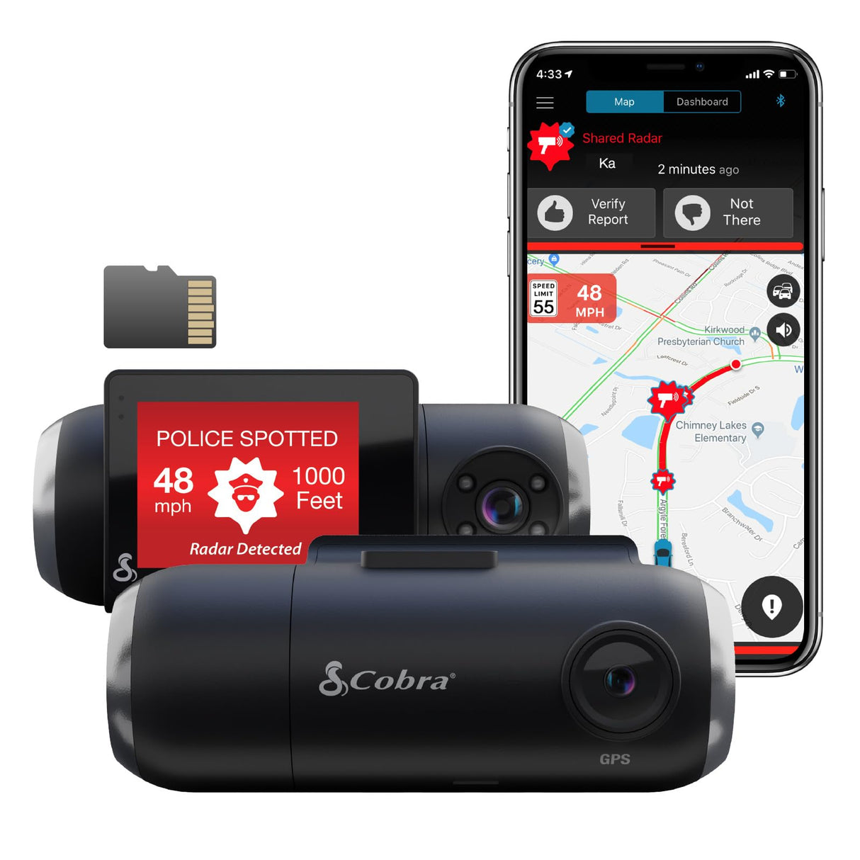 Cobra Smart Dash Cam with Interior Cam (SC 201) - Full HD 1080P Resolution