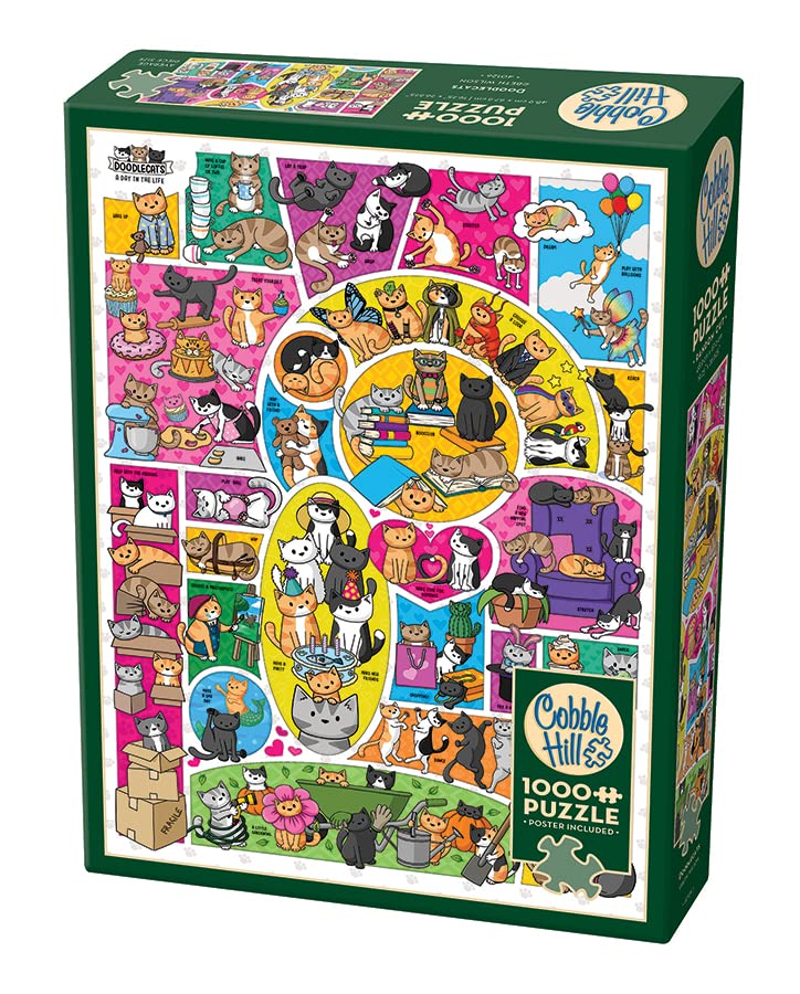 Cobble Hill 1000 Piece Puzzle - Doodlecats - Sample Poster Included