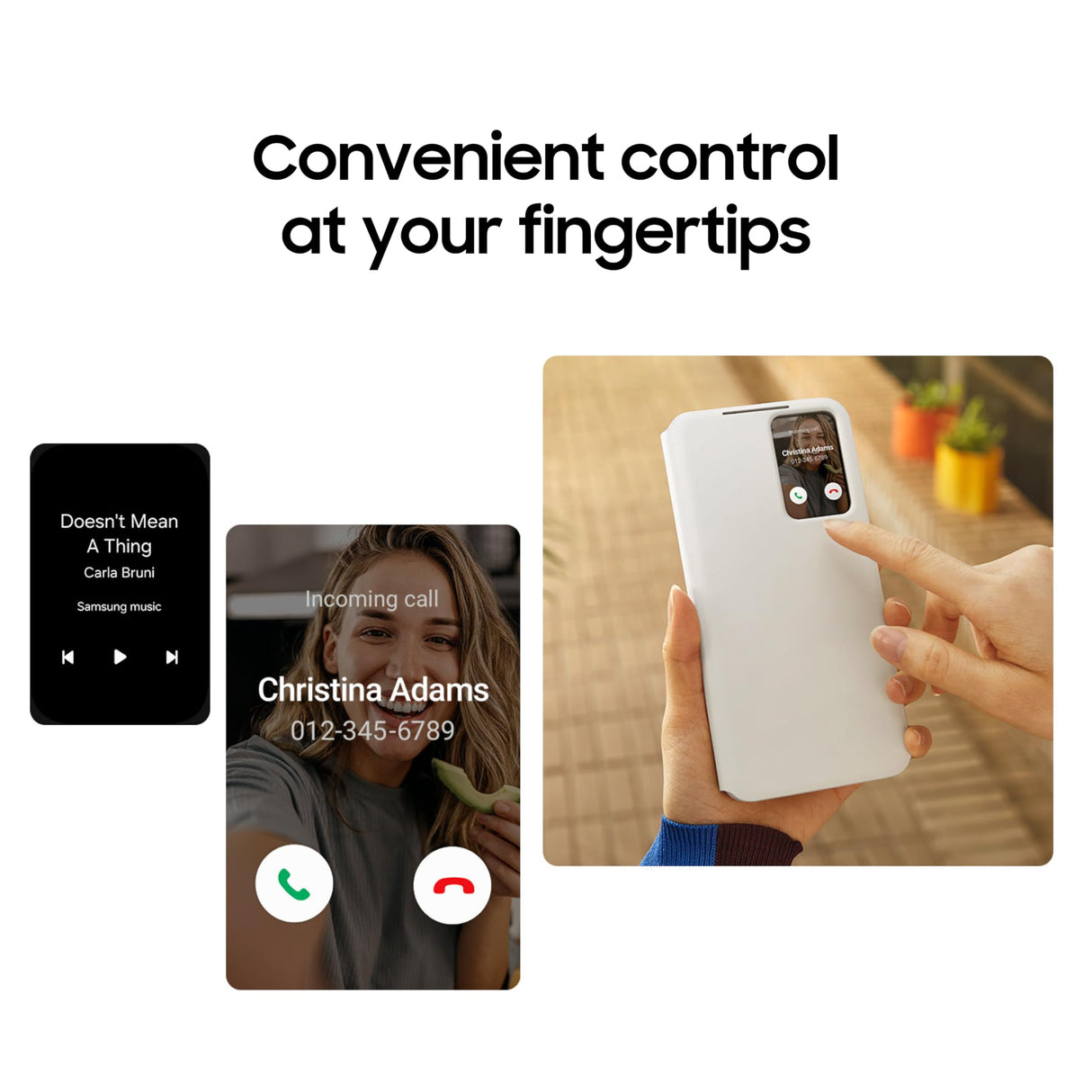 SAMSUNG Galaxy S24 S-View Wallet Phone Case, Protective Cover with Smart Small Screen View, Finger Tap Control, Slim Design, Card Holder Pocket - Black