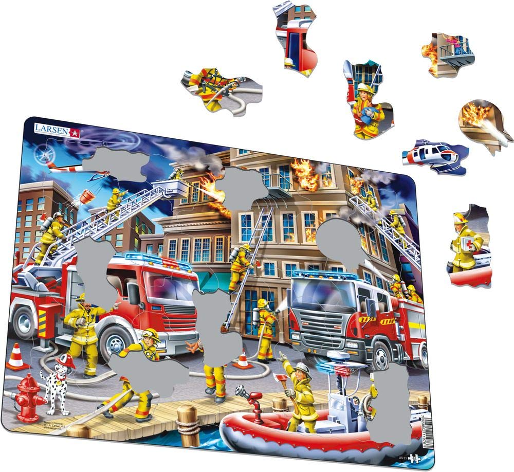Larsen Puzzles Firefighters 45 Piece Children'S Jigsaw Puzzle