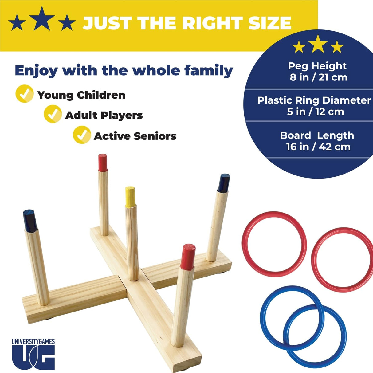 University Games Front Porch Classics | Ring Toss, The Classic Outdoor Lawn Party Game, for 2 Players Ages 8 and Up