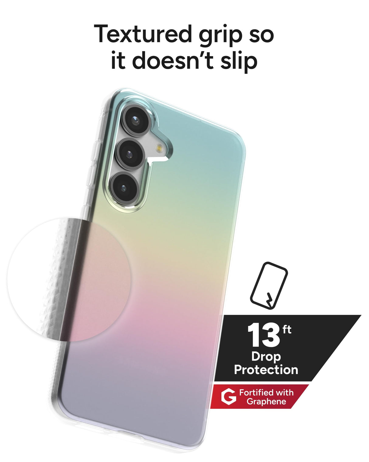 ZAGG Milan Samsung Galaxy S25 Case – 13ft Drop Protection, Graphene Strengthened, Slim & Stylish Design, Iridescent Finish, Wireless Charging Compatible, Eco-Friendly, Iridescent