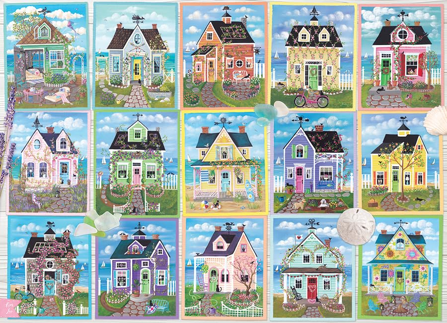 Cobble Hill 1000 Piece Puzzle - Seaside Cottages- Sample Poster Included
