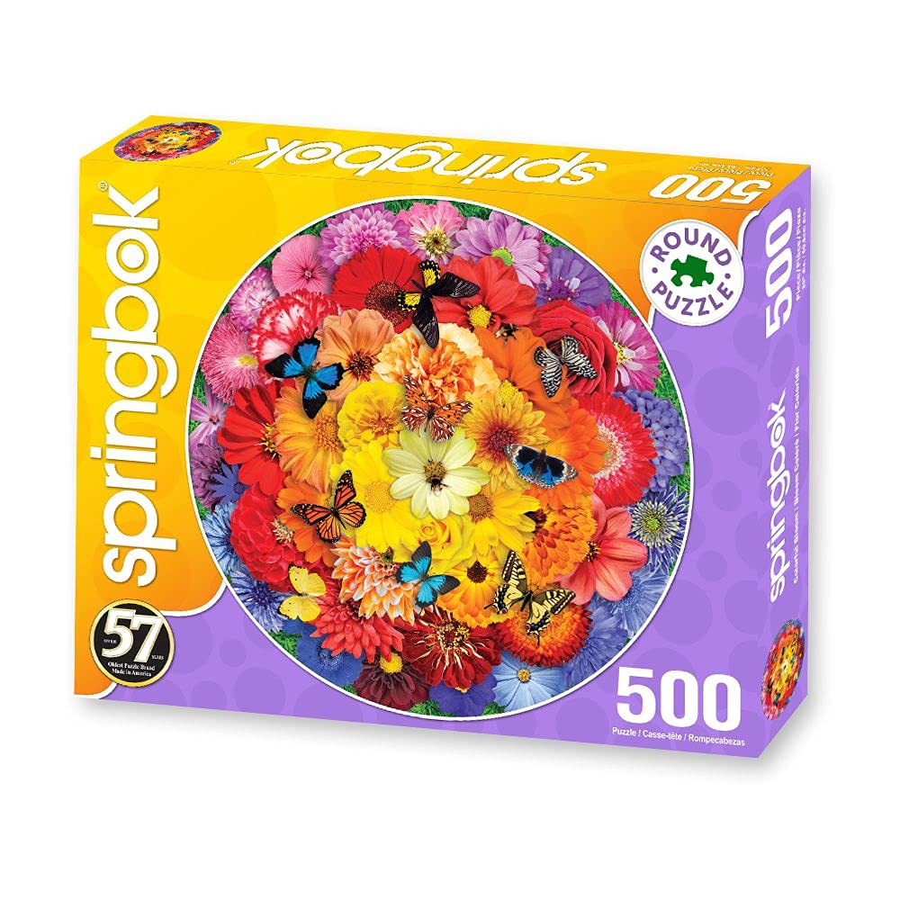 Springbok 500 Piece Round Jigsaw Puzzle Colorful Bloom