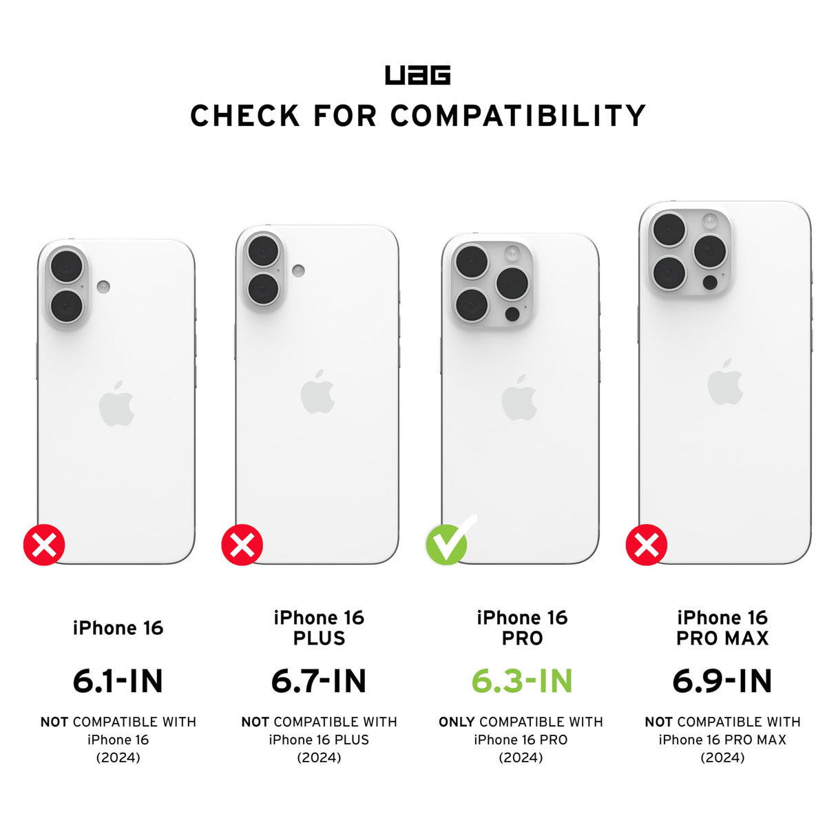 URBAN ARMOR GEAR UAG Designed for iPhone 16 Pro Case 6.3" Pathfinder Clear - Compatible with MagSafe Charging Rugged Shockproof Anti-Slip Military Grade Protective Cover, Ice