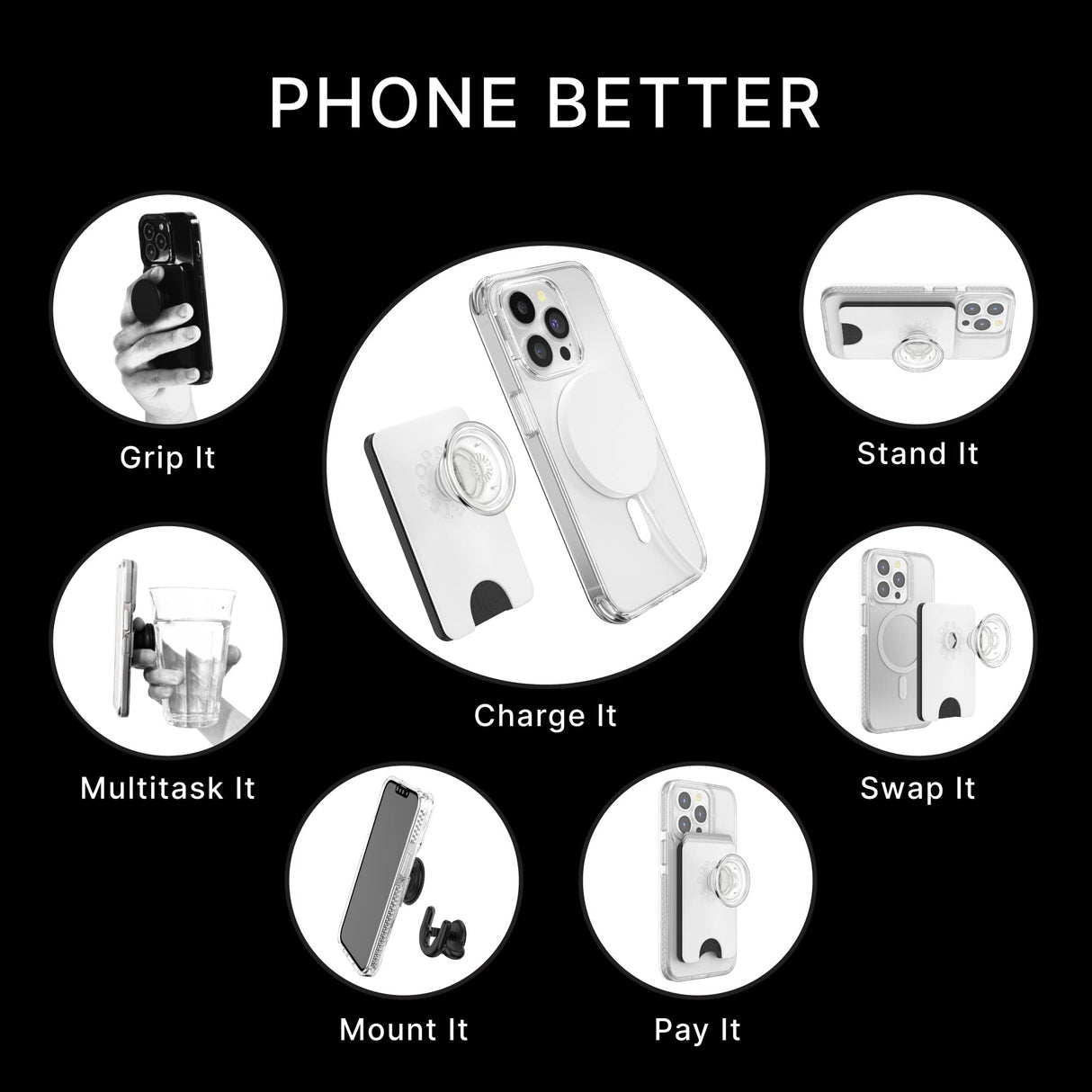 PopSockets MagSafe, White Clear V1, Small