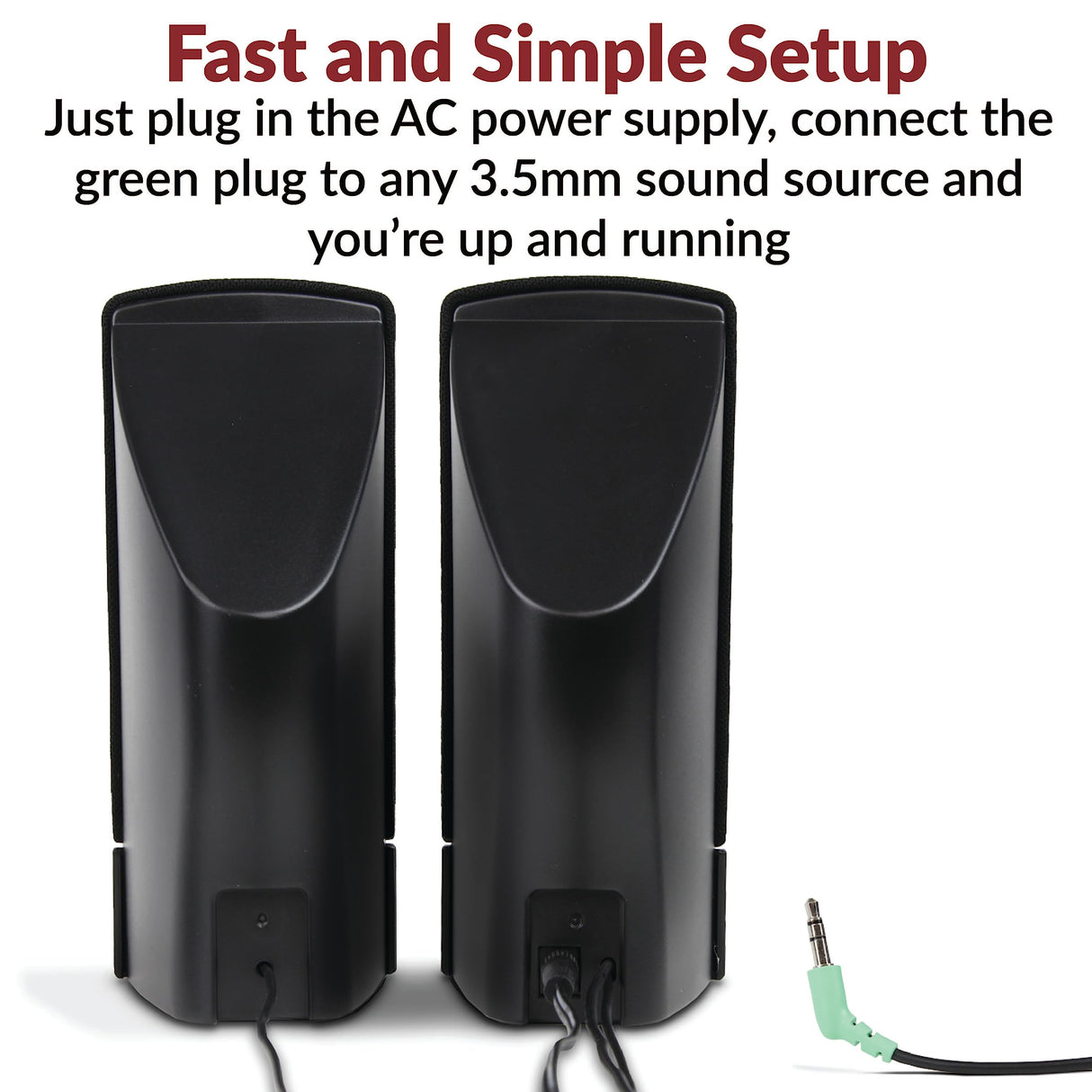 CYBER ACOUSTICS 2.0 BLACK SPEAKER SYSTEM