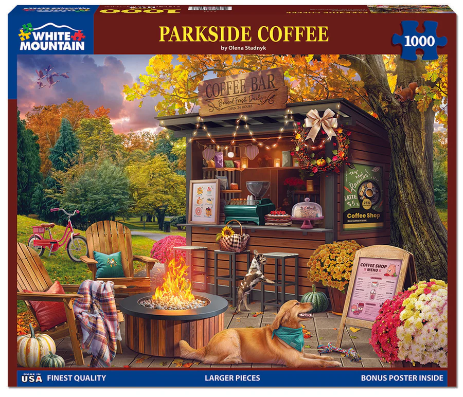 White Mountain Puzzles - Parkside Coffee Retreat - 1000 Piece Jigsaw Puzzle