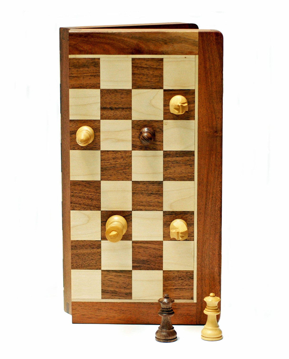Wood Expressions - Travel Magnetic Wood Folding Chess Set, 12 inches