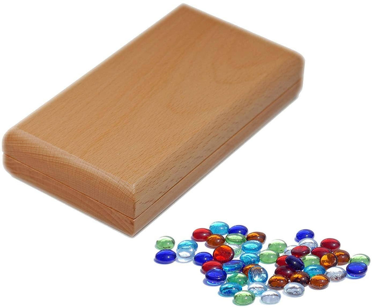Wood Expressions - Solid Wood Folding Mancala with Glass Stones - 18 in.