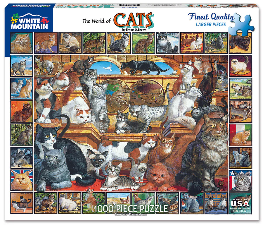 White Mountain Puzzles World of Cats - 1000 Piece Jigsaw Puzzle