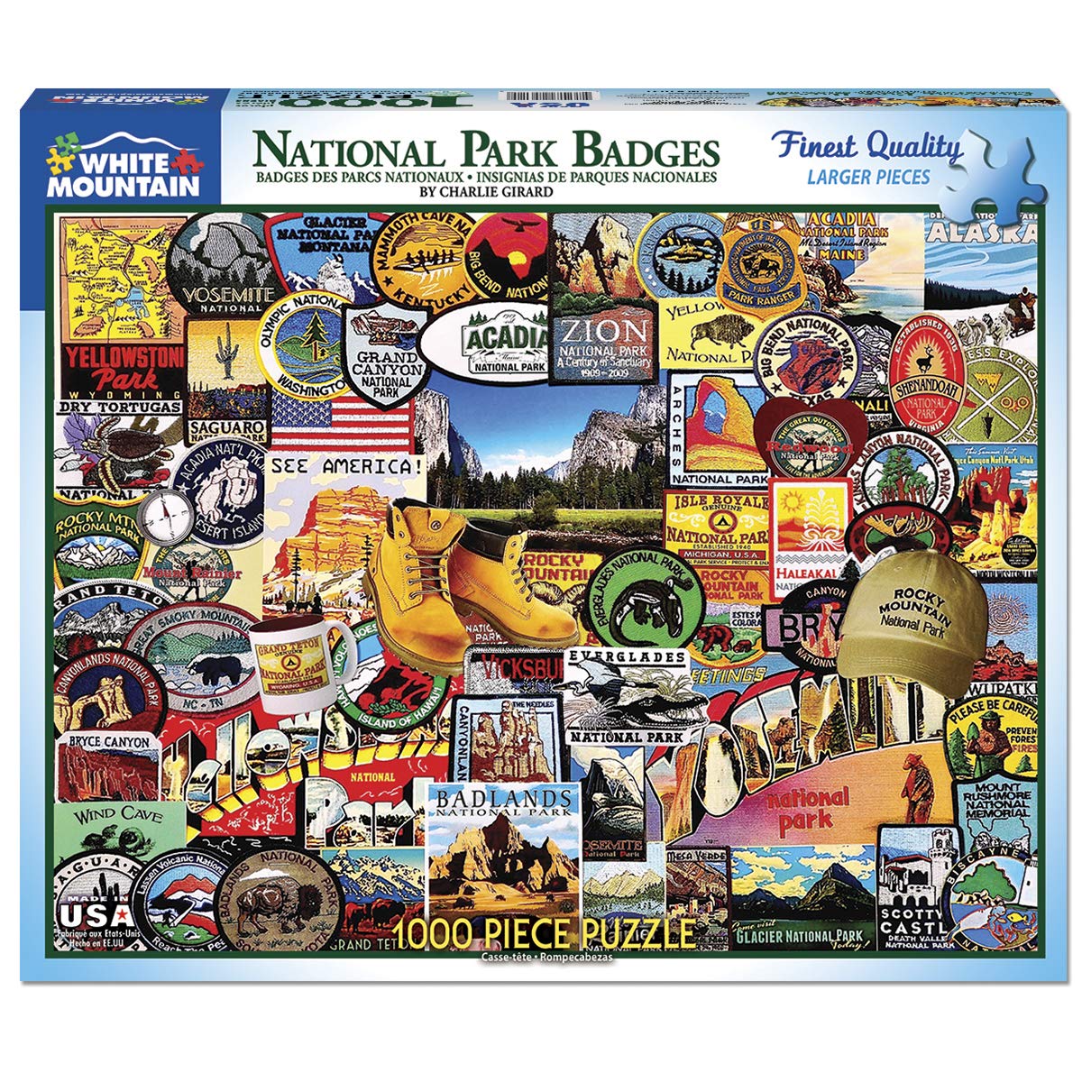 White Mountain Puzzles National Park Badges, 1000 Piece Jigsaw Puzzle