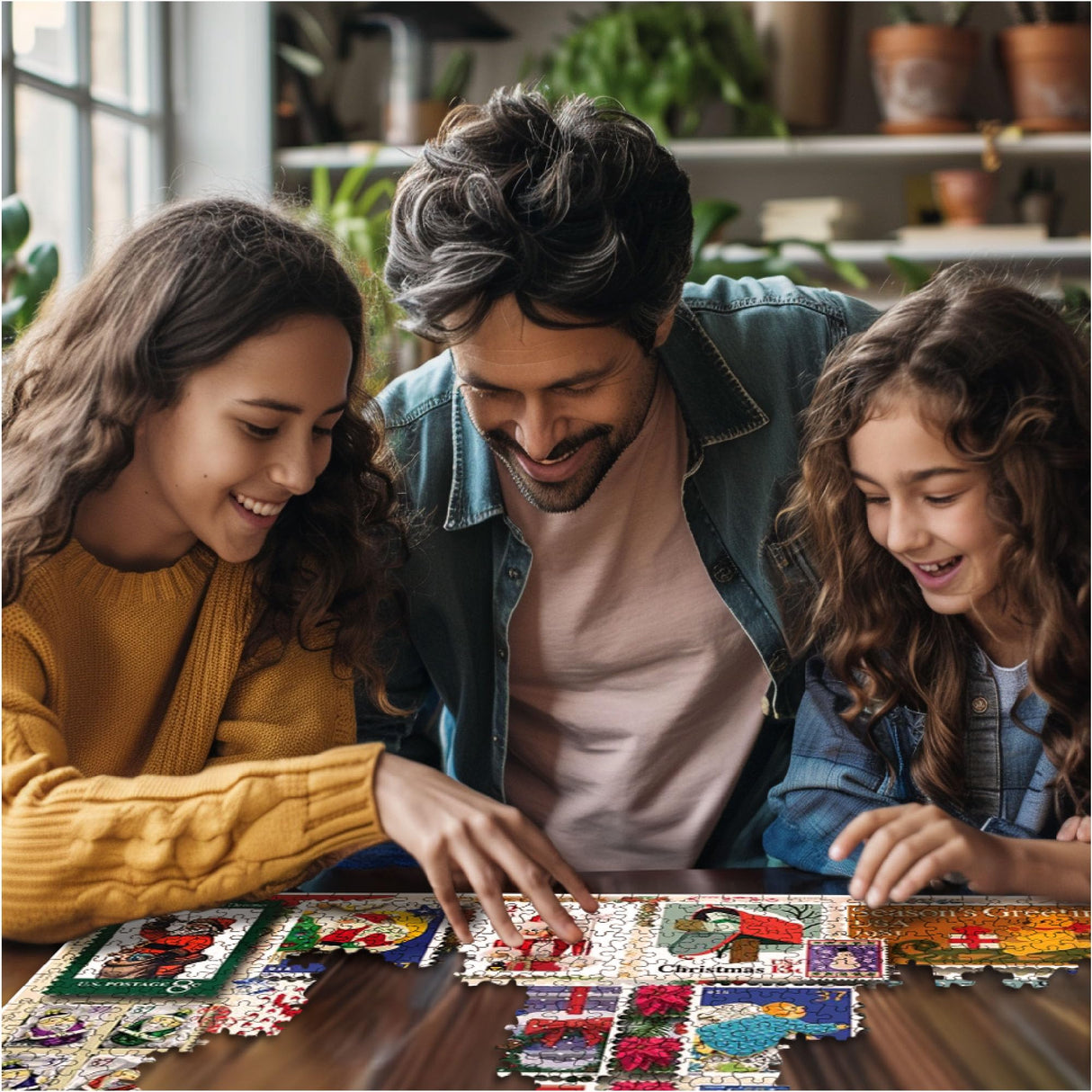 White Mountain Christmas Stamps Christmas Puzzles 1000 Pieces Jigsaw Puzzle for Vintage Enthusiasts