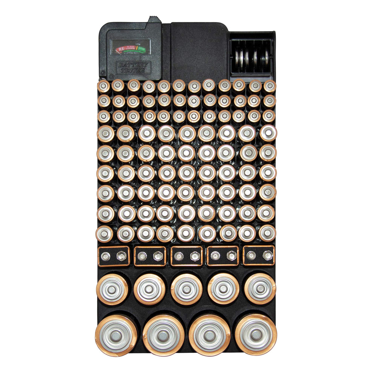 Battery Organizer Storage Case by Range Kleen Holds 82 Batteries Various Sizes Removable Battery Tester