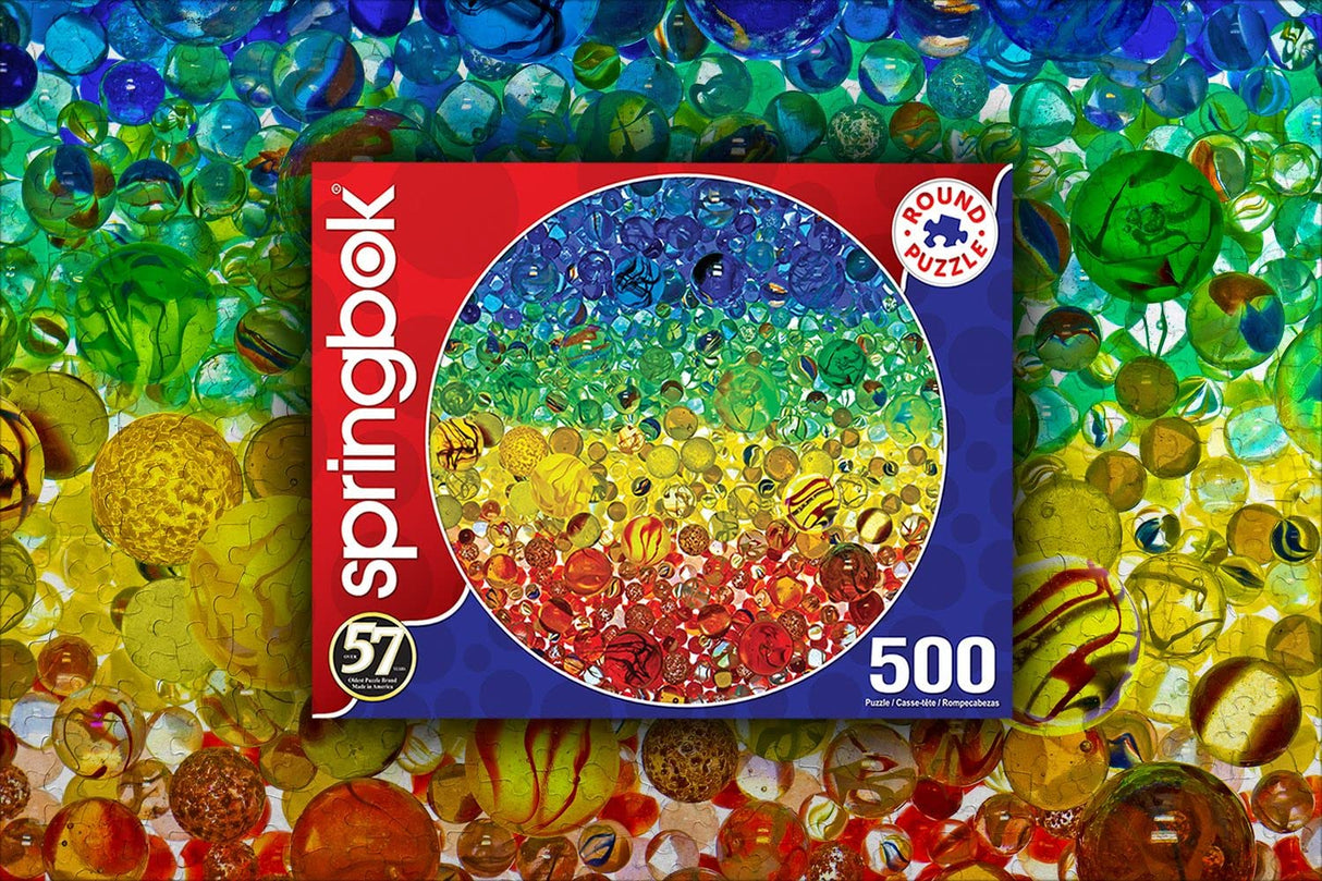 Springbok 500 Piece Round Jigsaw Puzzle Illuminated Marbles