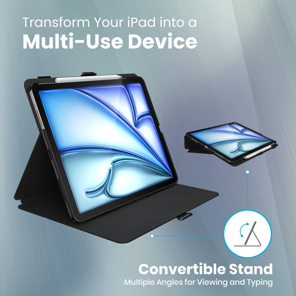 Speck New iPad Air 13 Case (2024) - Black/Black/White