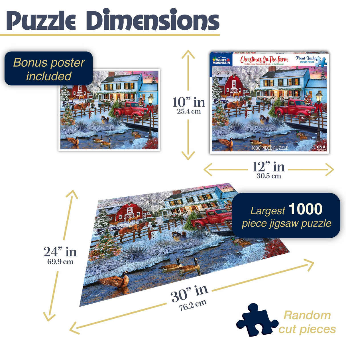 White Mountain Christmas on The Farm Christmas Puzzles 1000 Pieces Jigsaw Puzzle for Adults and Families