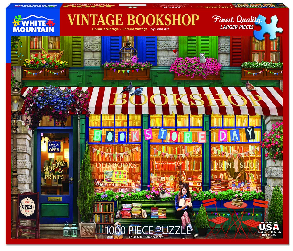 White Mountain Puzzles - Vintage Bookshop - 1000 Piece Jigsaw Puzzle
