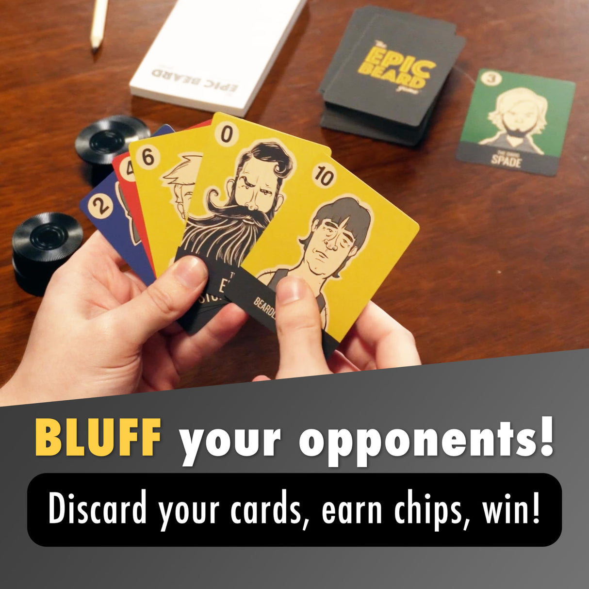 The Epic Beard Game Bluffing Adult Card Games for Game Night Strategy Card Games for Family and Kids 3-8 Players Ages 8+