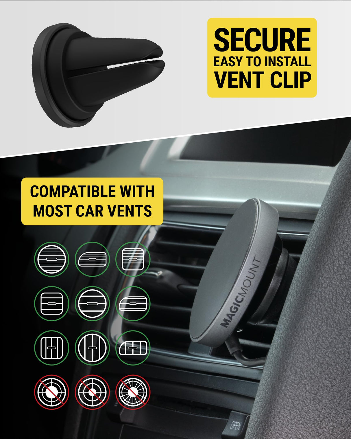 Scosche MagicMount Charge Pro Qi2 MagSafe Car Mount Charger