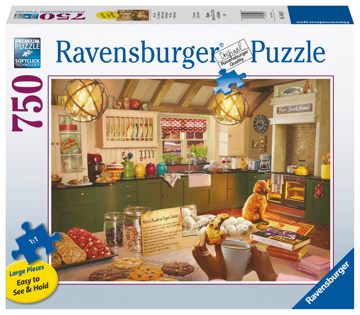 Ravensburger Cozy Kitchen 750 Piece Puzzle - Engaging Jigsaw Challenge | Unique Fit with Softclick Technology | Vibrant, Glare-Free Imagery | Ideal for Adults & Kids | FSC Certified Eco-friendly