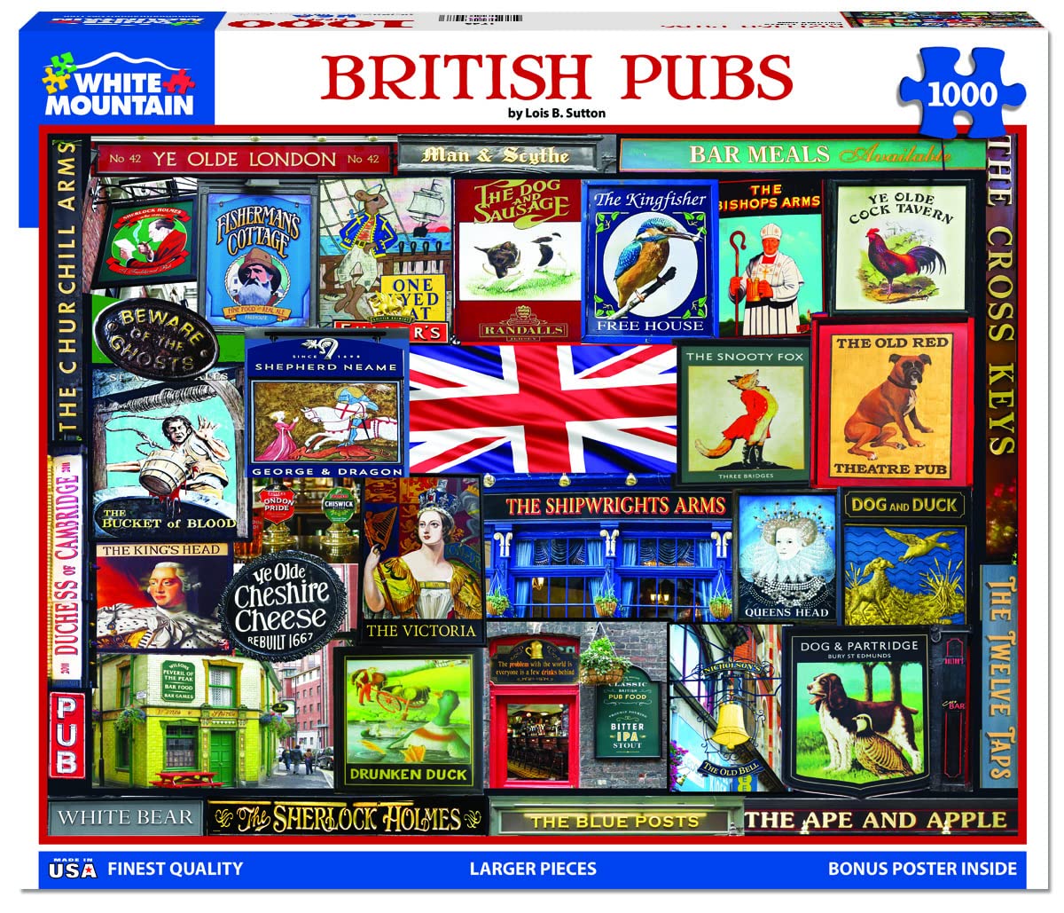 White Mountain - British Pubs, 1000 Piece Jigsaw Puzzle, England Puzzle, Great Britain