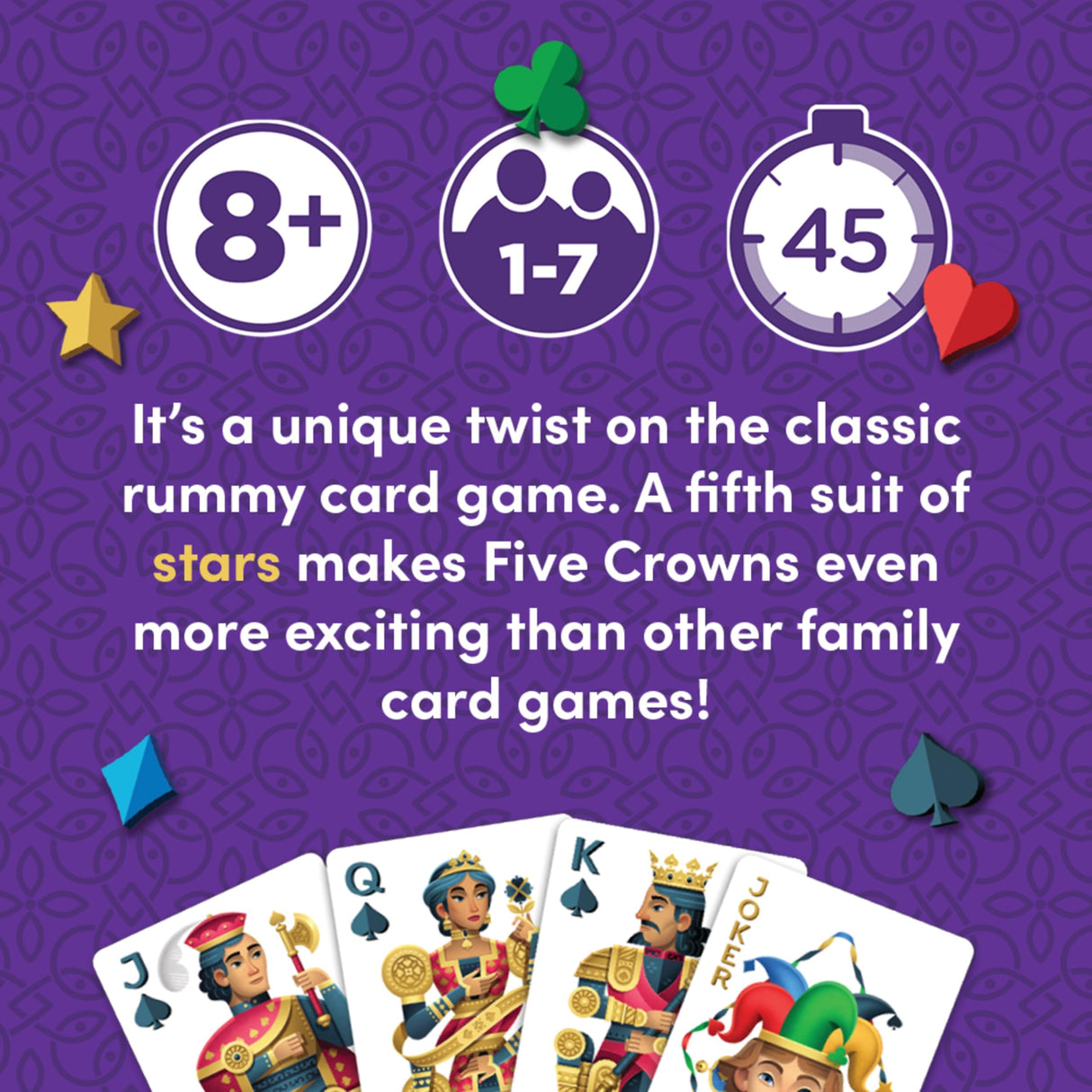 PlayMonster Five Crowns Collectible Tin – Card Game for Kids and Adults, Family Game Night, The Game isn’t Over Until the Kings Go Wild!, 5 Suited Rummy Style Card Game, 1-7 Players, Ages 8+