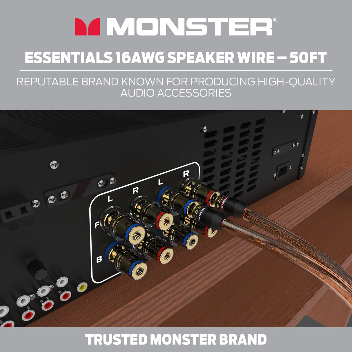 MONSTER AV 50' SPOOL 2C 16AWG CCA SPEAKER WIRE