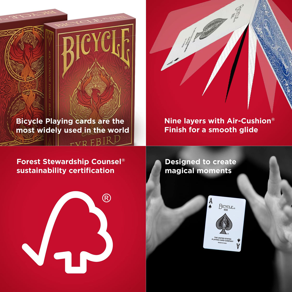 Bicycle Fyrebird Playing Cards Red