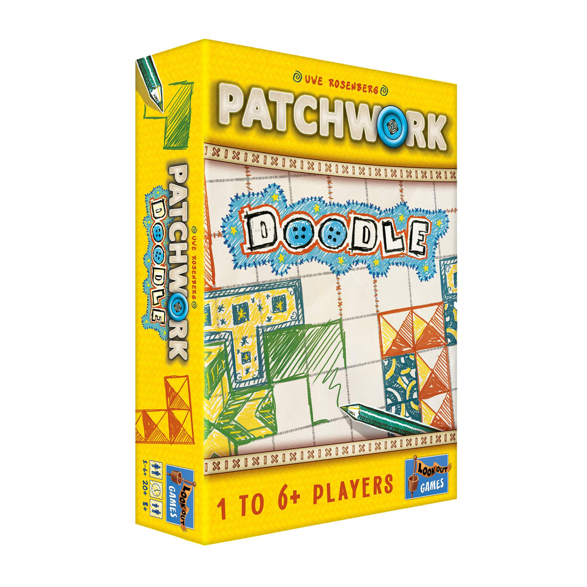 Patchwork Doodle Board Game - Creative Strategy Game, Puzzle Game, Drawing Game, Family Board Game for Kids & Adults, Ages 8+, 1-6 Players, 20 Minute Playtime, Made by Lookout Games — image from colescomputers.com