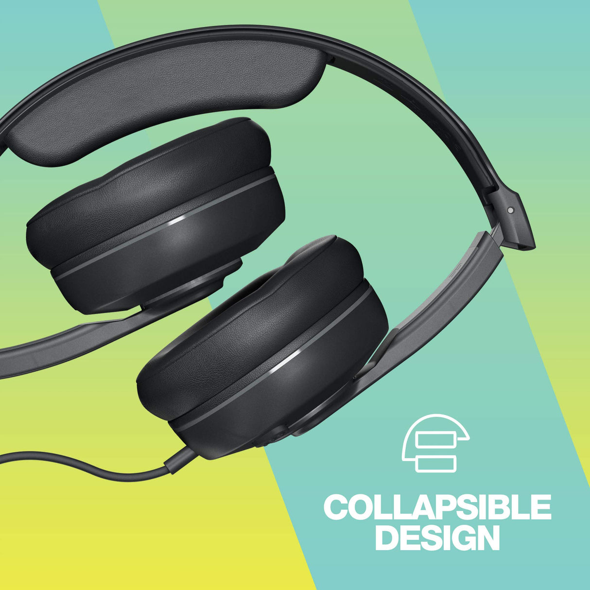Skullcandy Cassette Junior On-Ear Wired Headphones, Volume-Limiting, Microphone, Works with Bluetooth Devices and Computers - Black