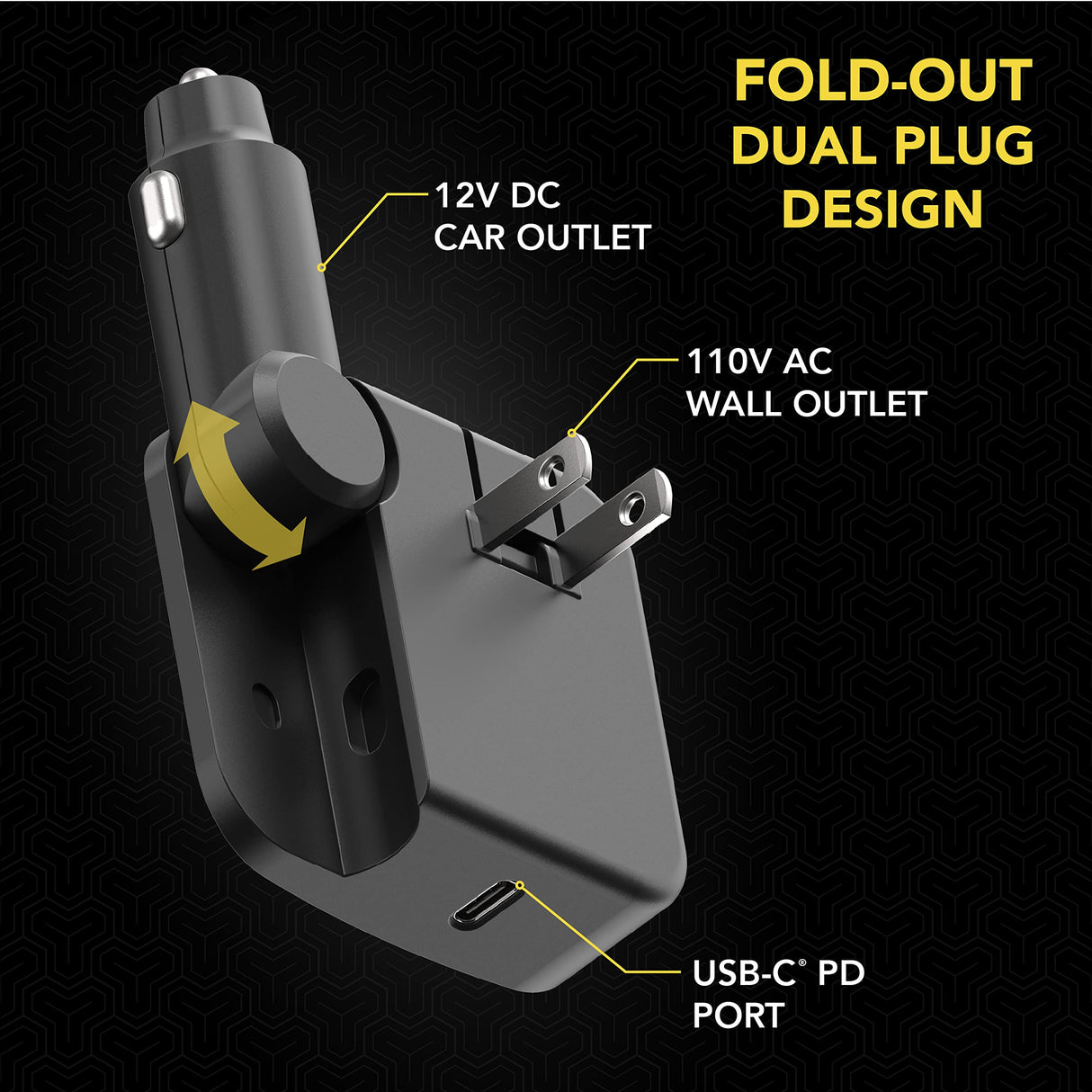 SCOSCHE UNIVERSAL 2-IN-1 USB-C POWER DELIVERY CHARGER - BLACK