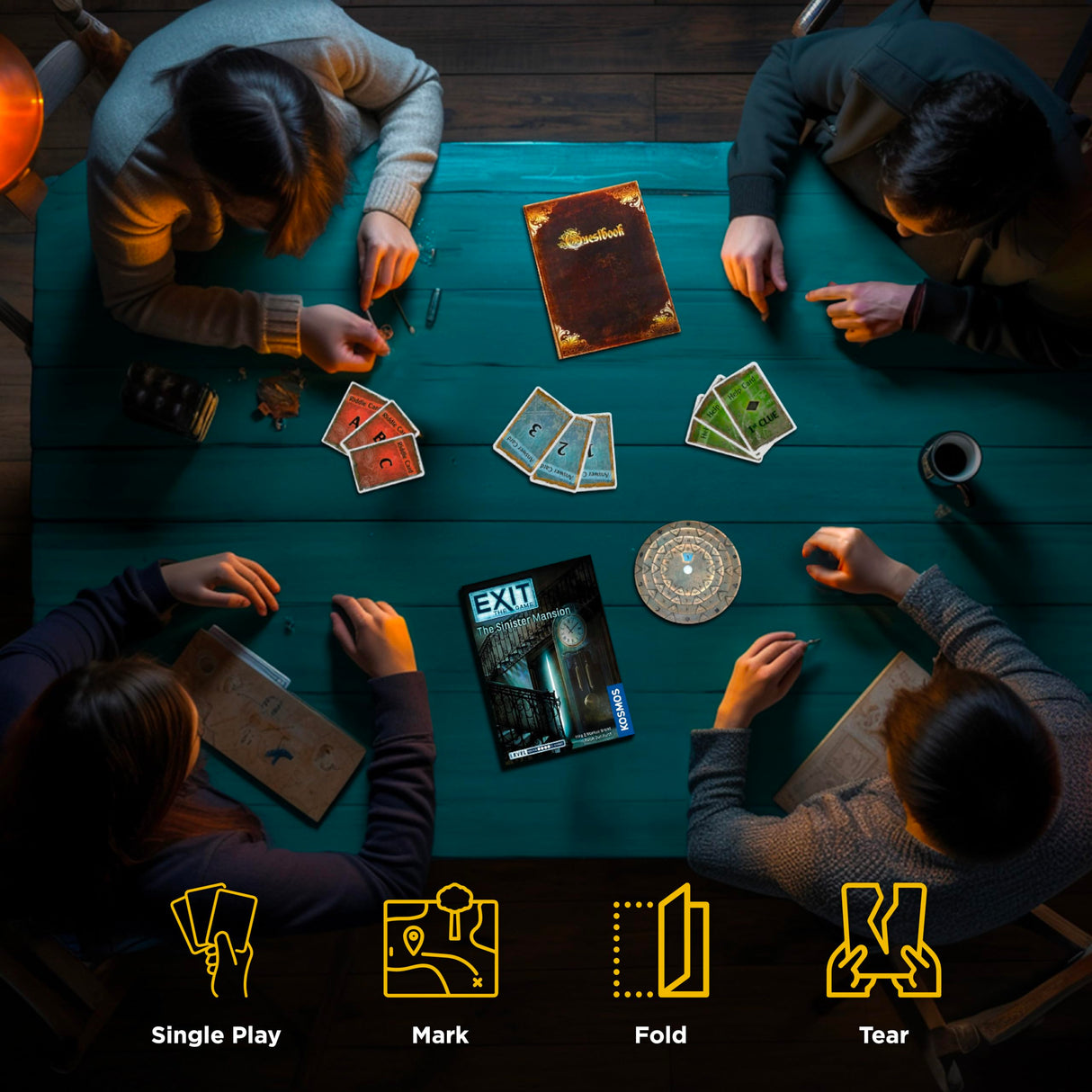 Thames & Kosmos Exit: The Sinister Mansion | Exit: The Game - A Kosmos Game | Family-Friendly, Card-Based at-Home Escape Room Experience for 1 to 4 Players, Ages 12+, Black, Standard