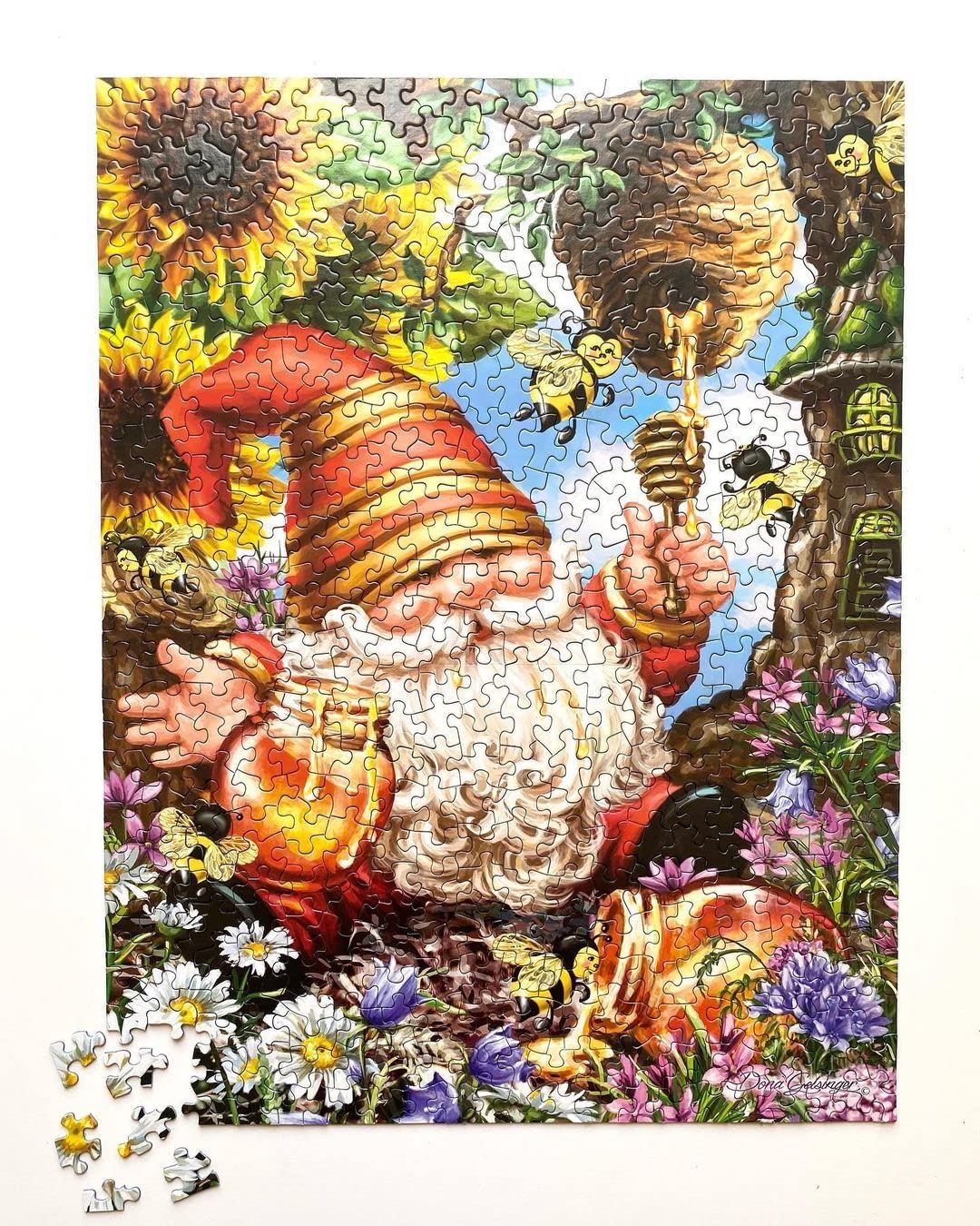 Springbok 500 Piece Jigsaw Puzzle Gnome Worries Bee Happy