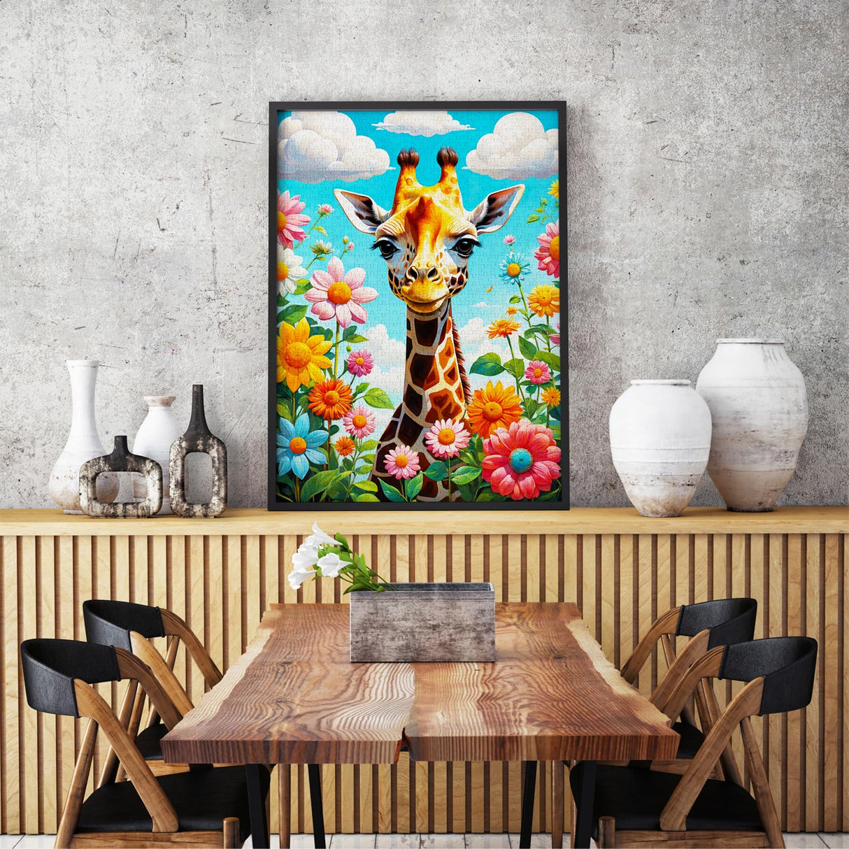1000 Pieces Jigsaw Puzzle – Cute Giraffe in Flower Illustration – by ENJOY Puzzle