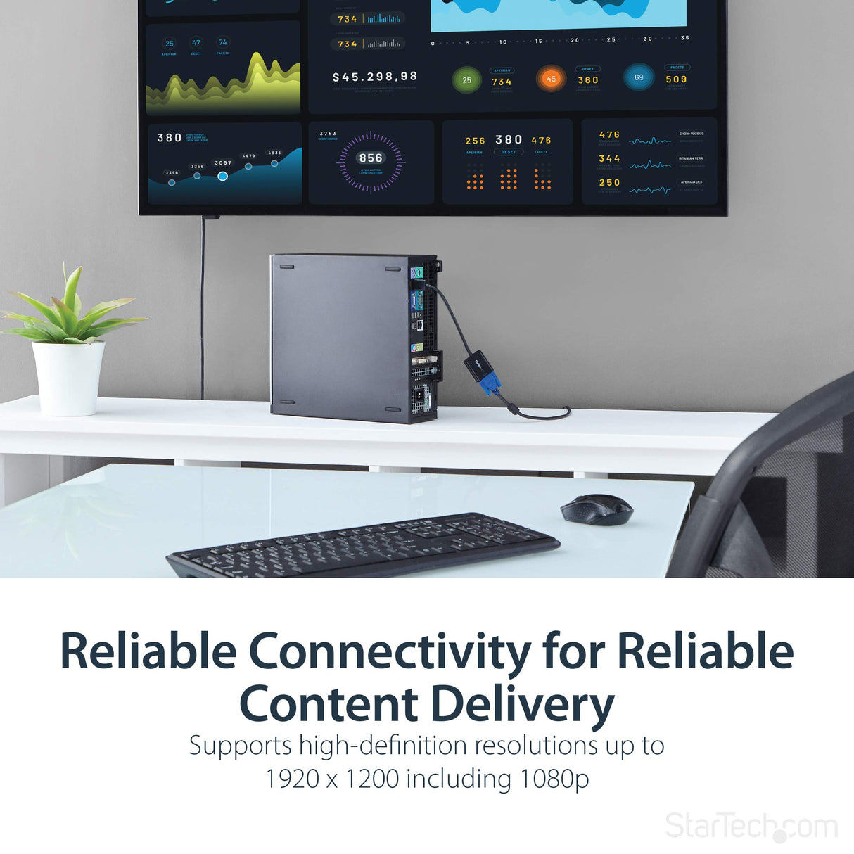 STARTECH.COM DISPLAYPORT TO VGA ADAPTER, ACTIVE DP TO VGA CONVERTER, 1080P VIDEO