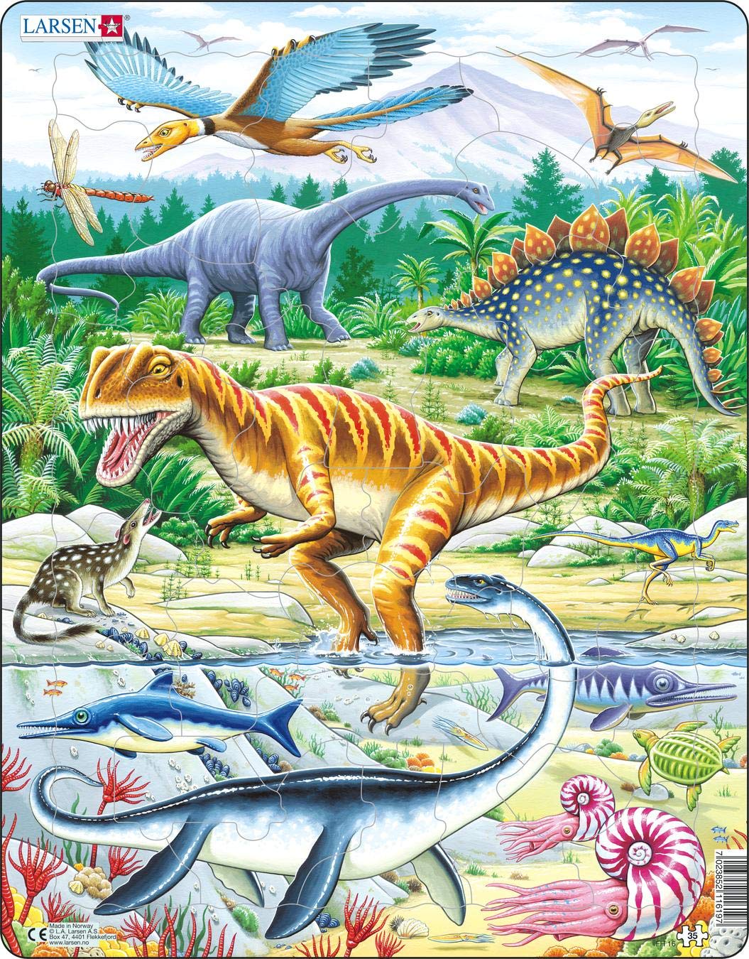 Larsen Puzzles Dinosaur 35 Piece Children'S Jigsaw Puzzle