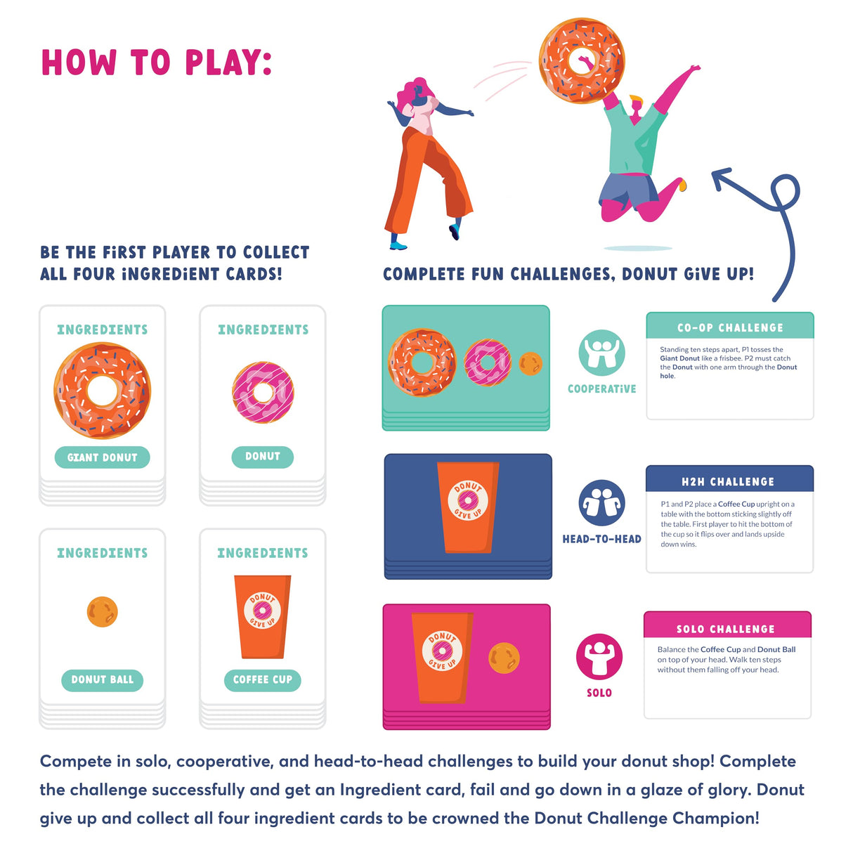 The Donut Challenge | Easy to Play Family Fun Night Game Activity | Easy to Learn Family Tabletop Board Game for Kids & Adults for 2 to 8 Players | Family Party Game - Ages 8 Years Old and Up