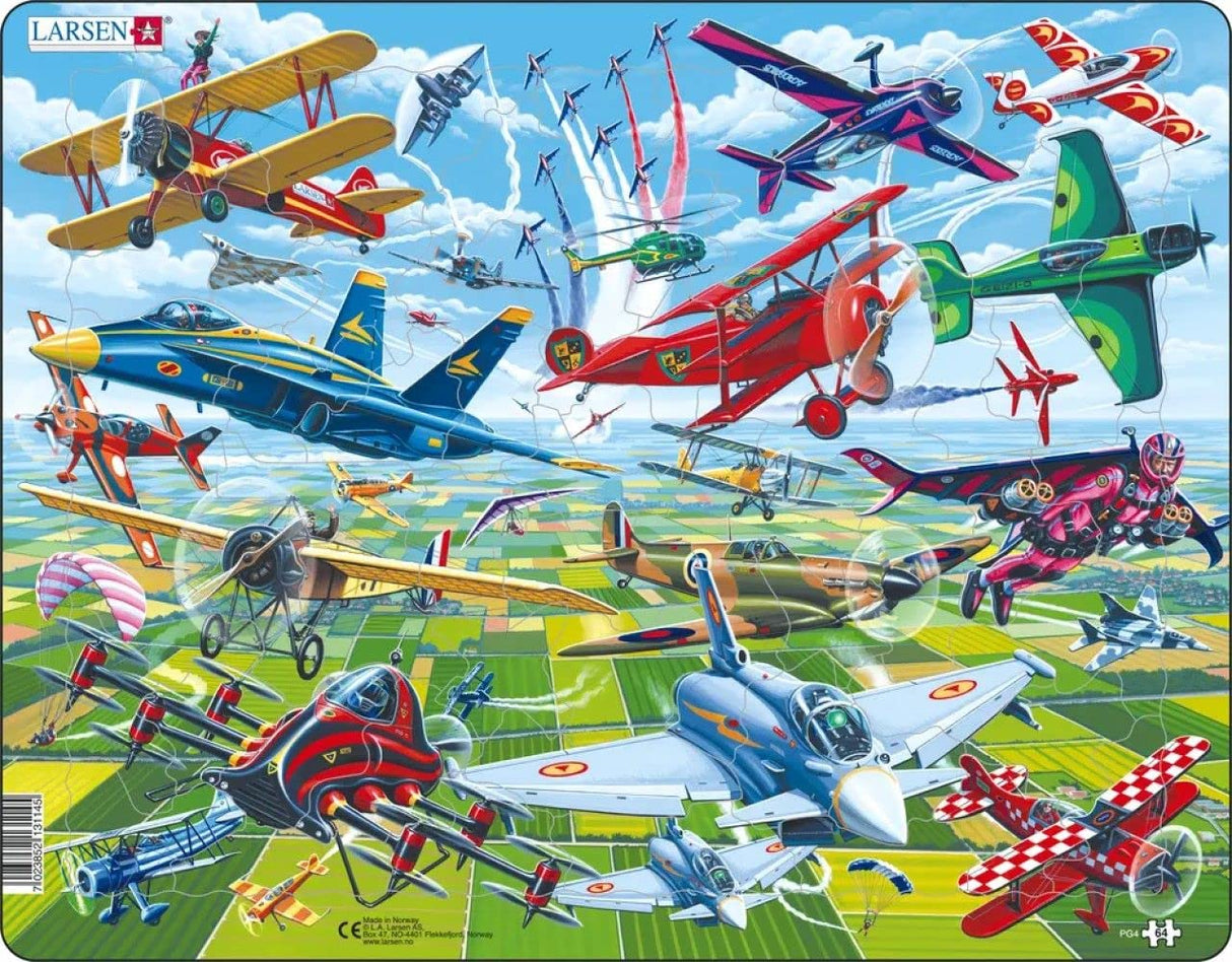 Larsen Puzzles Airplane Show 64 Piece Children'S Jigsaw Puzzle