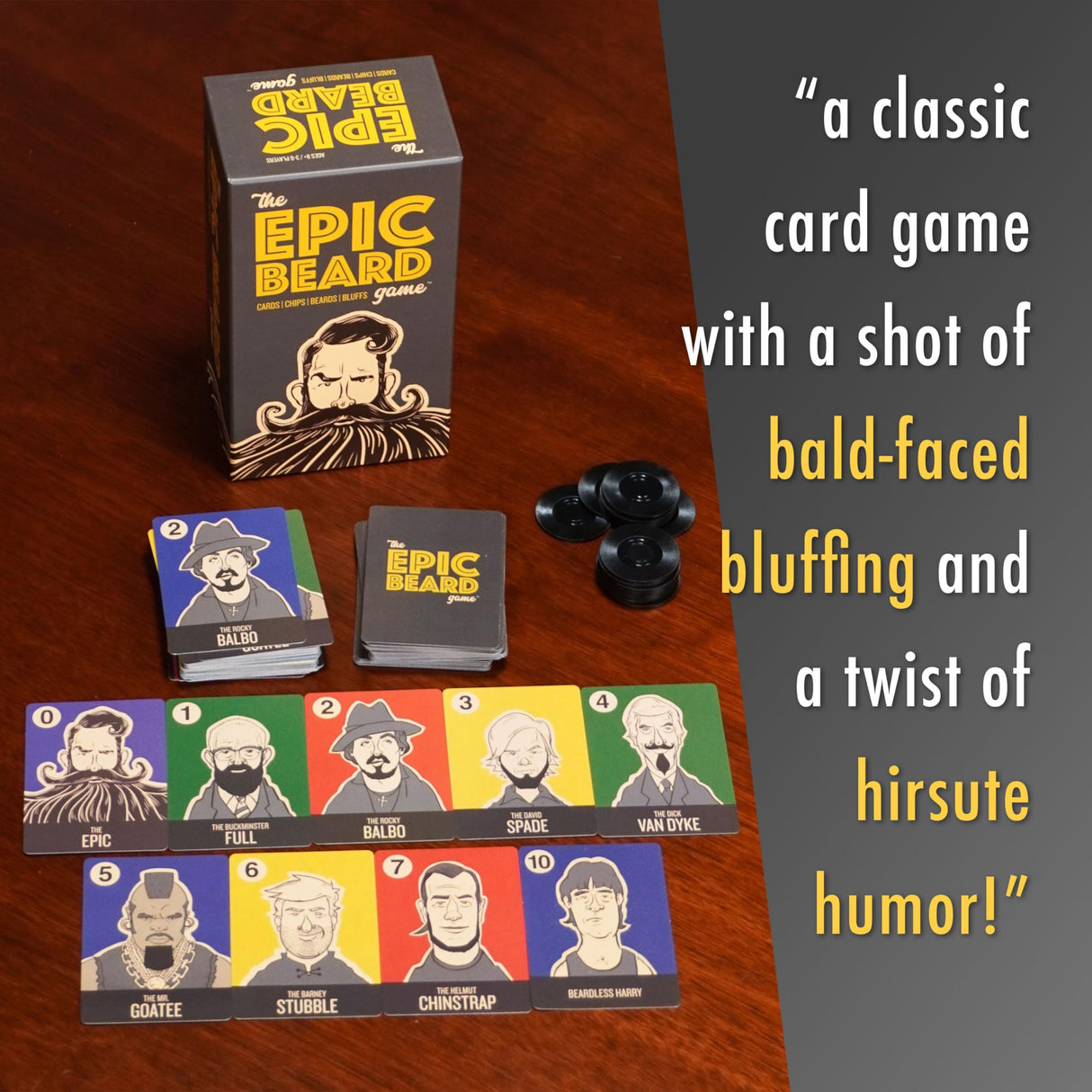 The Epic Beard Game Bluffing Adult Card Games for Game Night Strategy Card Games for Family and Kids 3-8 Players Ages 8+