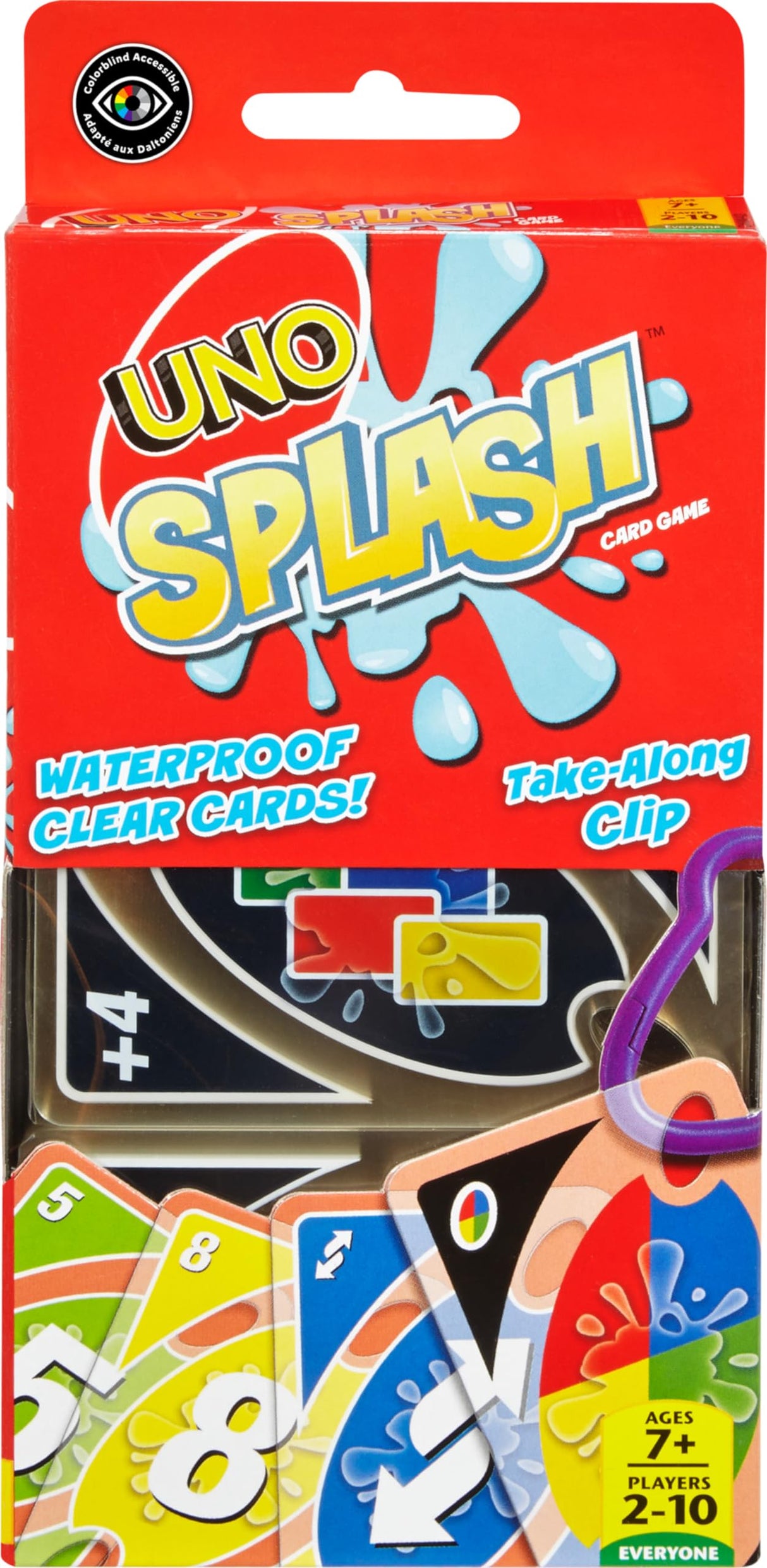 Mattel Games UNO Splash Card Game for Outdoor Camping, Travel & Family Nights with Water-Resistent Plastic Cards