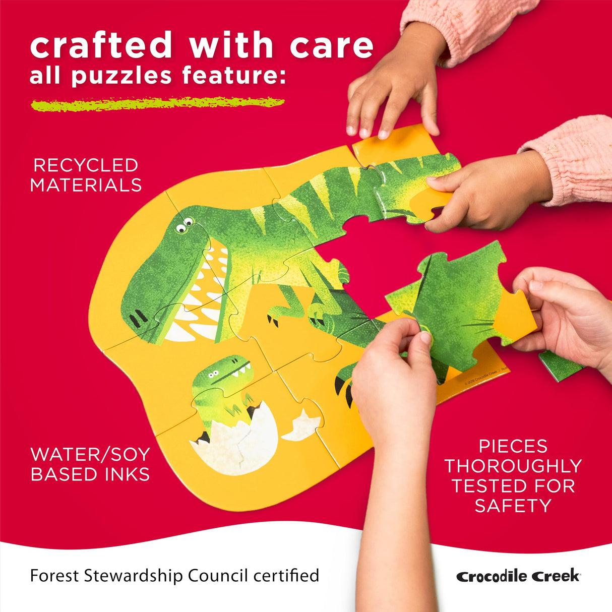 Crocodile Creek Holographic Foil Puzzle, 100 Piece Puzzle for Ages 5 Years with Heavy Duty Storage Box, 24 x 18 in, Jungle Paradise