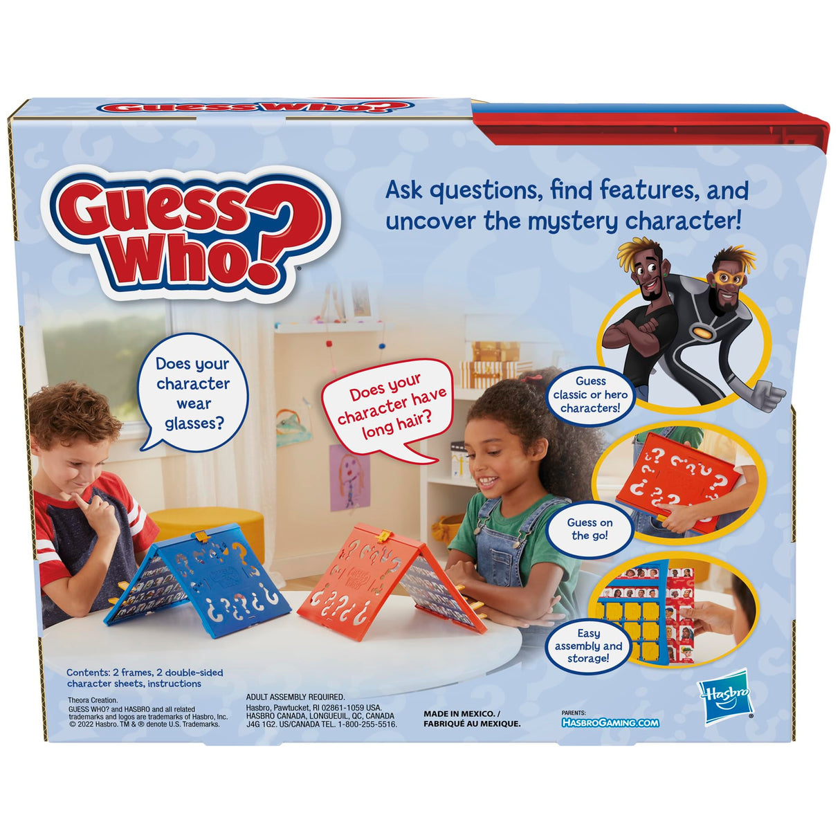 Hasbro Gaming Guess Who? Original,Easy to Load Frame,Double-Sided Character Sheet,2 Player Board Games for Kids,Guessing Games for Families,Ages 6 and Up