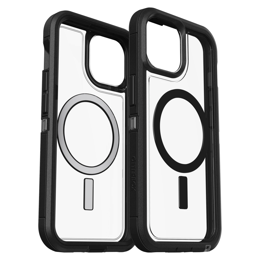 OtterBox - Defender Pro XT Clear Case for Apple iPhone 15 / iPhone 14 / iPhone 13 / iPhone 16e - Dark Side